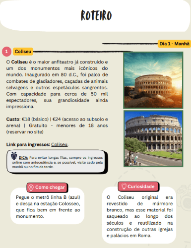 Roteiro Roma - Detalhes